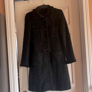 Vintage Marciano tweed long trench/pea coat in black shimmer size XS